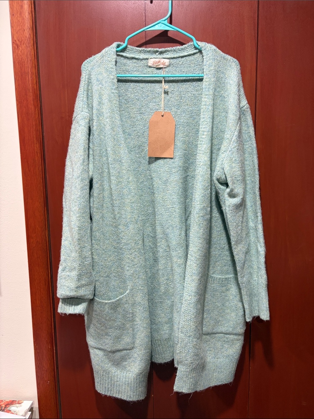 Listicle Open-Front Aqua Green Women's Cardigan